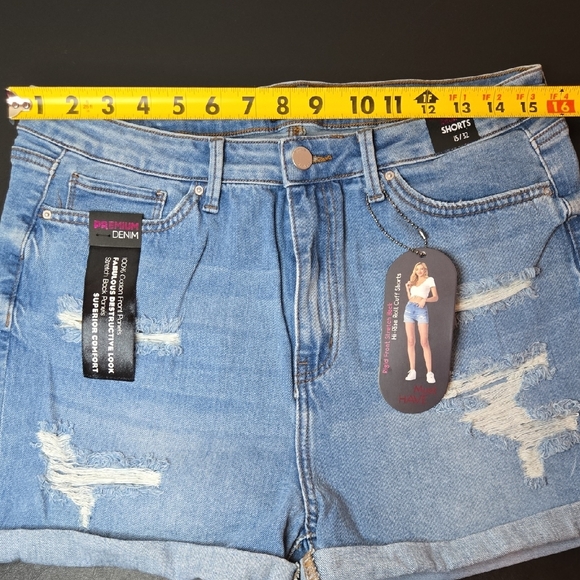 Simple Society Light Blue Distressed Jean Shorts - Picture 9 of 12